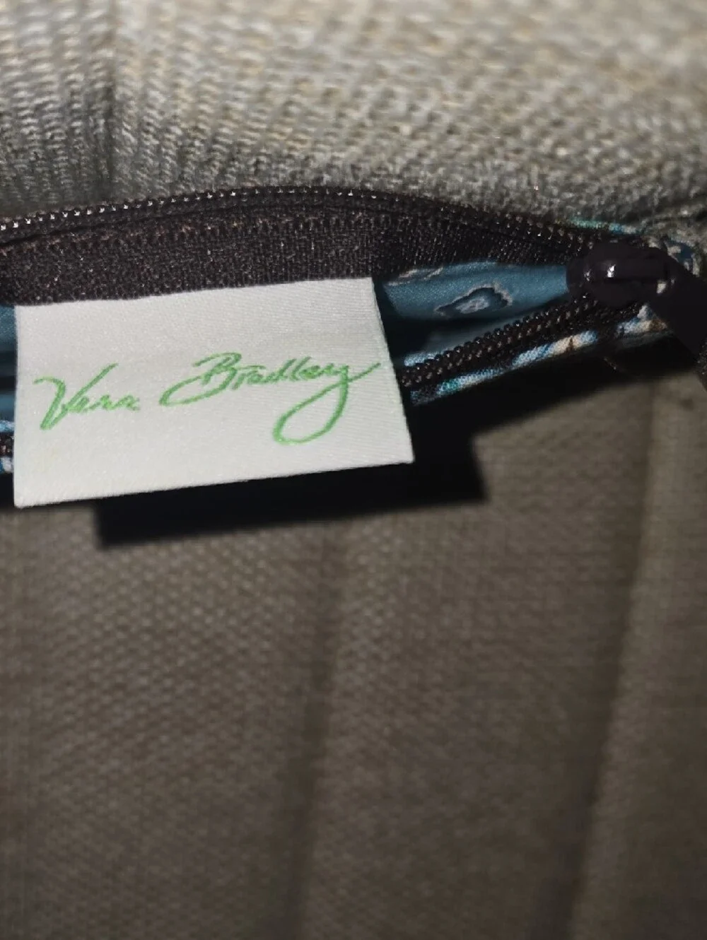 Vera Bradley Blue Paisley Quilted ID Wristlet with Brown Accents - Picture 4 of 5